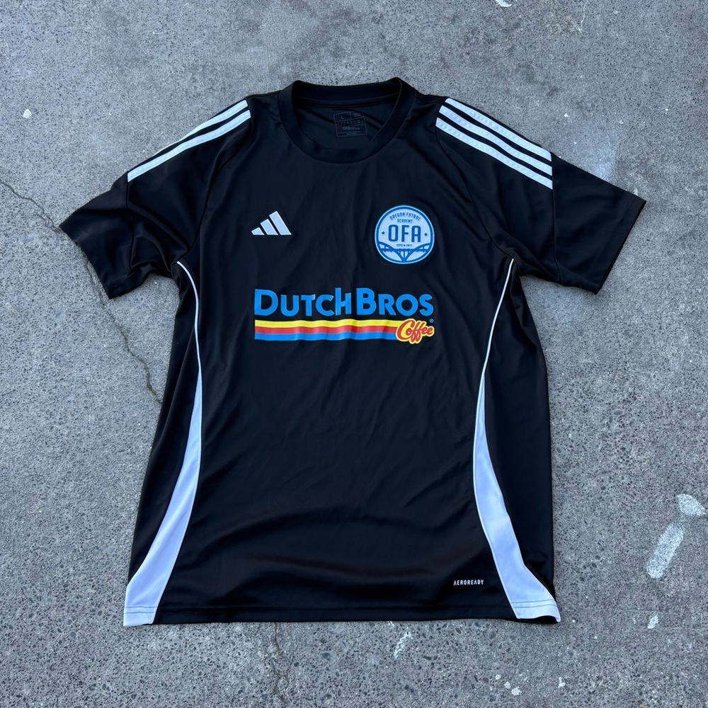 Adidas Black Slim Fit OFA Dutch Bros soccer jersey